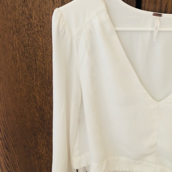 Free People White Long Bell Sleeve Layered Top S - Picture 3 of 6